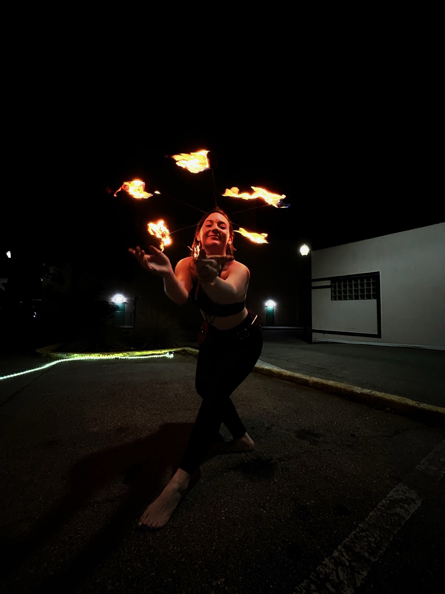 Fire spinning performance at a Spread The Flow event