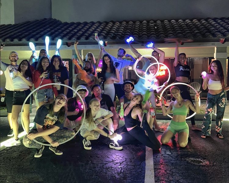 Spread The Flow performers and crowd gathered at a flow jam